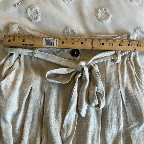 Lulus linen blend paper bag waist pants medium cream - Picture 5 of 7